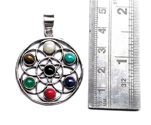 Pierre naturelle 7 pendentifs Chakra meilleure qualité, pendentif graine de vie, meilleure vente - Product Image 1
