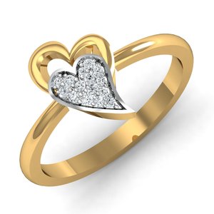 Anillo de piedras preciosas de circón con diseño de corazón doble, joyería de moda exclusiva para amantes de las mujeres, hecho a mano Material de latón, incrustaciones de propuesta delicada - Product Image 1
