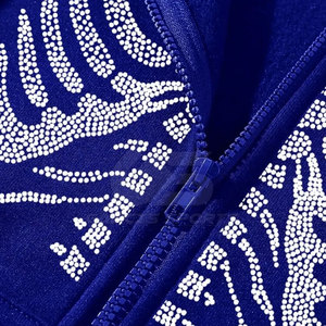 Cotton Blended Rhinestone Hoodie <b>for</b> <b>Men</b> Featuring Diamond <b>Stud</b> Design and Oversized Streetwear Fit - Product Image 4