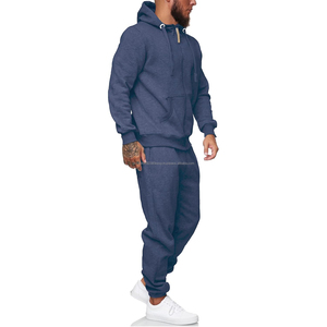 Survêtement en coton éponge 400GSM personnalisé pour hommes Pantalon de jogging à capuche surdimensionné Impression gonflée Motif uni beige Vêtement décontracté d'hiver - Product Image 1