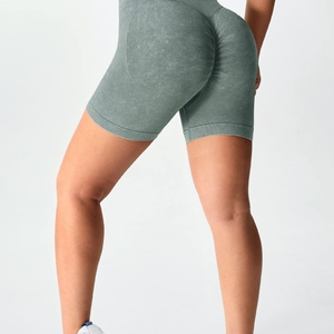 Short de yoga sculptant la silhouette, taille haute, maintien ferme, effet froncé, mélange de nylon et de spandex, récupération musculaire, entraînement - Product Image 1