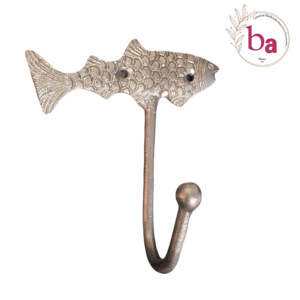 Fish Silver <b>Cast</b> <b>Iron</b> <b>Coat</b> <b>Hooks</b> Keychain Hanger Eco-Friendly Wall Mounted Clothing Organizer - Product Image 1