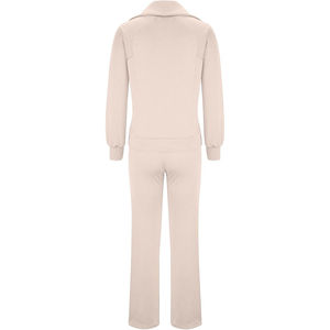 Conjunto deportivo de dos piezas para mujer, diseño moderno, color beige, con sudadera con capucha y pantalones de chándal de largo completo. - Product Image 4