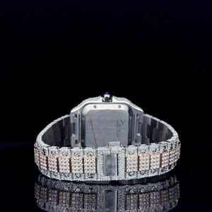 Montre de haute qualité entièrement sertie de moissanite blanche VVS, mouvement en acier inoxydable, index romains, style business - Product Image 4