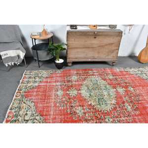 Alfombra turca Vintage estilo Kilim rojo verde hecha a mano 9x12 patrón abstracto de área grande para entrada o pasillo 10mm de espesor - Product Image 2