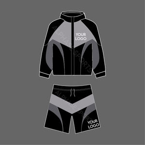 Traje cortavientos transpirable de nailon estampado para hombre al por mayor personalizado conjuntos cortos ropa de calle con cremallera completa para invierno al por mayor - Product Image 3