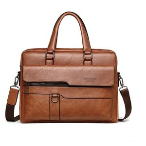 Sacoche pour ordinateur portable en cuir véritable de luxe haut de gamme, réglable, à bandoulière, légère et pratique - Product Image 1