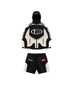 Custom Men's Solid Hooded Waterproof Quick Dry Windbreaker <b>Jacket</b> Shorts Set Lightweight Nylon <b>Techwear</b> Streetwear 2 Piece - Product Image 1