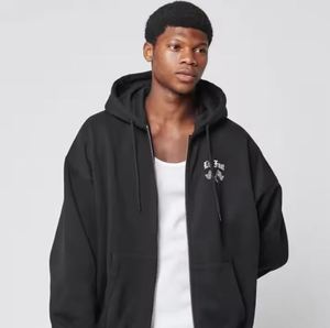 Sudaderas con capucha con cremallera serigrafiadas personalizadas unisex, cremallera completa con hombros caídos, elementos esenciales de invierno geniales gráficamente - Product Image 1