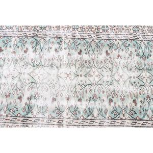 Tapis turc 3,2 x 6,6 pieds, tapis vintage, tapis en laine à carreaux bleus - Product Image 4