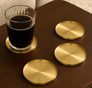 Juego de Posavasos de Latón Hechos a Mano, Reutilizables y Ecológicos, Diseño Personalizable, Estilo Rústico, para Hogar, Hotel, Restaurante - Product Image 1