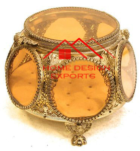 Joyero de Metal de lujo con diseño en relieve de fundición a mano, joyero de Metal con acabado dorado para uso de almacenamiento - Product Image 3