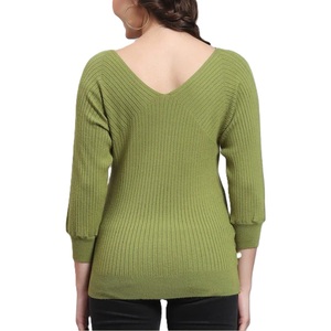 Suéter de Punto Holgado con Cuello en V para Mujer, Estilo Casual de Invierno, con Patrón Liso, Servicio OEM Disponible - Product Image 2