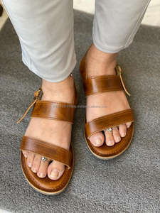 Real Leather Crunch Sandal Flats <b>Flip</b> <b>Flop</b> Stylish Leather Sandal Unique <b>Women</b> Sandal - Product Image 2