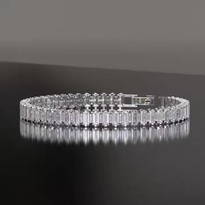 Bracelet de tennis en diamant cultivé en laboratoire pour femmes hommes Bracelet de diamant baguette en or massif 14K Bracelet de diamant baguette Bracelet Bangle - Product Image 5
