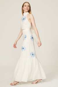 ชุดเดรสยาวผ้าปอสำหรับผู้หญิง, ชุดเดรสลำลองคอตตอน100% ทรงเอไลน์ผ้าทอแบบปักลายธรรมชาติคอตตอนซักได้ - Product Image 2