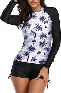 Alto rendimiento para mujer Panel de manga completa Impreso Rash Guard Quick-Dry Athletic Surf Top Sublimación personalizada Rash Guards en venta - Product Image 4