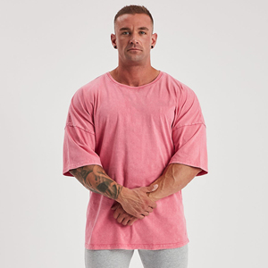 T-shirt décontracté en coton à épaules dénudées pour hommes Nouveau haut ample à manches courtes et lavé pour vêtements d'extérieur 100% coton - Product Image 1