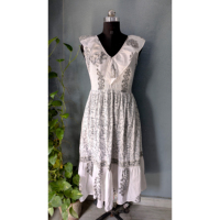 Vestido Midi Informal y Profesional para Mujer, de Algodón con Estampado Floral, Cuello en V, Sin Mangas, con Bolsillos Laterales, Cómodo, Transpirable y Ecológico
