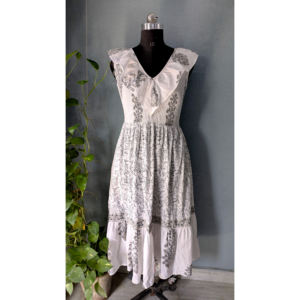 Vestido Midi Informal y Profesional para Mujer, de Algodón con Estampado Floral, Cuello en V, Sin Mangas, con Bolsillos Laterales, Cómodo, Transpirable y Ecológico - Product Image 6