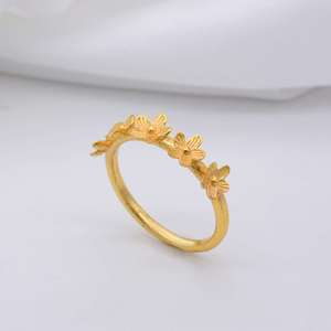 Multi Flower Band <b>Ring</b> Gold Plated Brass <b>Dainty</b> Floral Wholesale <b>Ring</b> For Women - Product Image 4