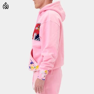 Ropa de calle de alta calidad personalizada 100% algodón Chenille parche bordado pulóver venta al por mayor Chenille bordado sudaderas con capucha para hombres - Product Image 3