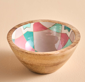 Bol en bois personnalisé bol à salade imprimé multicolore bol à fruits artisanat ensemble ou assiette pour article décoratif à la maison - Product Image 4