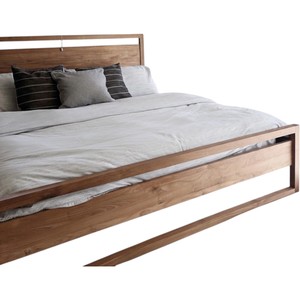 Cadre de lit double en teck massif minimaliste moderne avec finition naturelle de luxe, ensemble de meubles de chambre à coucher pour hôtel, villa et maison - Product Image 5