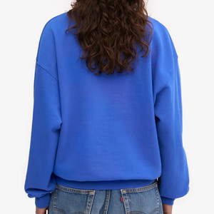 Sweat-shirts en molleton tissé surdimensionnés pour femmes, personnalisés avec broderie sur le devant, en coton/polyester, style streetwear à épaules tombantes, vente en gros - Product Image 4