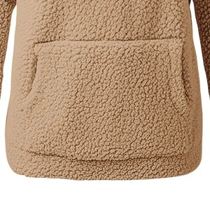 Sudadera con capucha de manga informal de invierno personalizable para mujer, sudadera cálida de lana suave, Top bordado, forro de punto grueso de Color sólido - Product Image 4