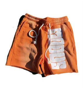 Pantalones cortos de algodón de peso pesado Vintage para hombre, patrón de verano, estampado informal, diseño sólido, tela polar, logotipos, bolsillos - Product Image 1