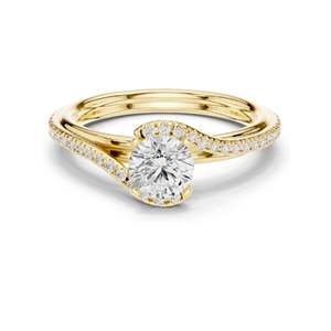 Bague de fiançailles torsadée avec diamant de laboratoire rond brillant de 0,96 carat, clarté VVS-VS EF, or 18 carats, 14 carats, 10 carats et argent 925, rose - Product Image 2