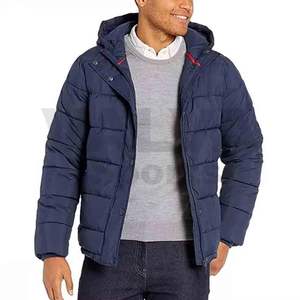 Veste d'hiver pour hommes à col montant imperméable à l'eau rembourré bulle design coupe-vent en toile style rue haute logo à l'avant vente en gros - Product Image 3
