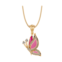 Pendentif papillon en or véritable 18 carats avec diamants naturels en émail bijoux de charme pour femmes et filles OEM ODM d'Inde pour enfants