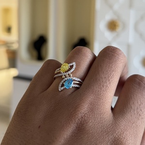 แหวนเพชรประดับหินสีธรรมชาติ14K หรือทอง18K - Product Image 2