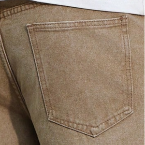 Jean en denim classique pour homme, coupe droite, en coton délavé, décontracté, coupe régulière, respirant, avec boutons, pantalon d'hiver uni, style vintage - Product Image 4