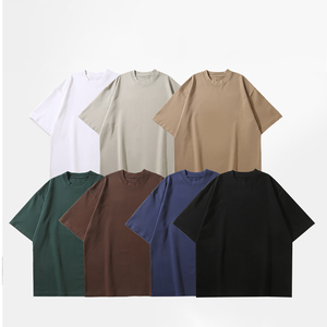 Camisetas de alta calidad para hombre, camisetas de manga corta de verano de gran tamaño sólidas de algodón 100% de peso pesado para hombre - Product Image 1