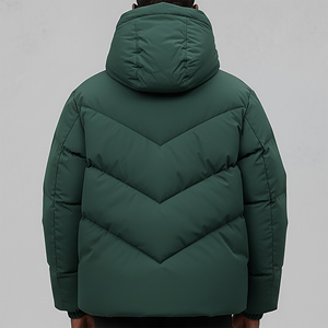 Veste matelassée pour homme, logo imprimé personnalisé, couleur unie, tendance, vêtements d'hiver chauds, taille plus, légère, à capuche - Product Image 5