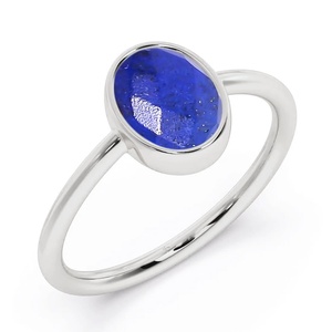 Lapis Lazuli naturel ovale bague en pierres précieuses à facettes 925 en argent Sterling bague droite bijoux en gros bagues faites à la main unisexe - Product Image 2