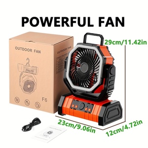 Plastic 20000mAh <b>Rechargeable</b> Camping Tent Fan, <b>USB</b> Handheld 4-Speed Oscillating Fan with 3-Level LED <b>Lighting</b> for Camping - Product Image 5