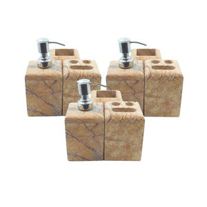 Accessoires de salle de bain en marbre moderne écologique de qualité supérieure comprenant un distributeur de savon exquis porte-brosse à dents élégant - Product Image 3