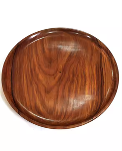 Venta al por mayor creativa platos de madera maciza comida fruta servir cena cargador plato redondo por media luna artesanía - Product Image 4
