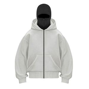 Vente en gros d'usine Sweat-shirt à capuche pour homme Automne Hiver avec double capuche Fermeture éclair Design à épaules tombantes - Product Image 6