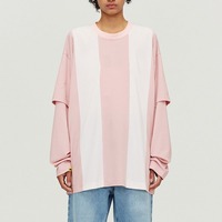 T-shirts à double manche pour hommes, respirants, grandes tailles, 100% coton, double couche, impression personnalisée, écologiques, de haute qualité, motif à carreaux