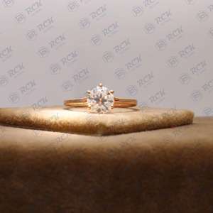 1.50 TCW Sterling Silver Gold Plated Portuguese Cut Moissanite <b>Ring</b> <b>Split</b> Shank Design Anniversary Gift for Women - Product Image 1