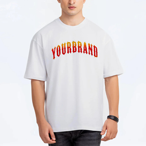 Camiseta extragrande de lujo de peso pesado para hombre, 100% de algodón de alta calidad, logotipo impreso personalizado, diseño cuadrado en blanco - Product Image 1