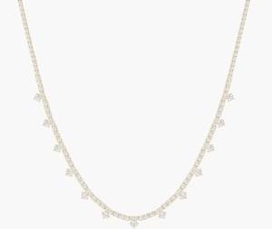 Collier tennis en or jaune 14 carats plaqué rhodium, avec pierre ronde de laboratoire DEF VVS/VS de 8,05 carats, chaîne de 16 pouces, bijoux de luxe B2B - Product Image 1