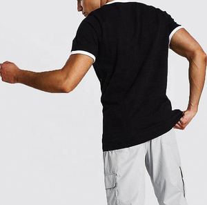 T-shirts Ringer à col rond pour hommes, marque privée, manches ajustables, t-shirts pour hommes, poids lourd 200GSM, coupe ajustée décontractée - Product Image 4