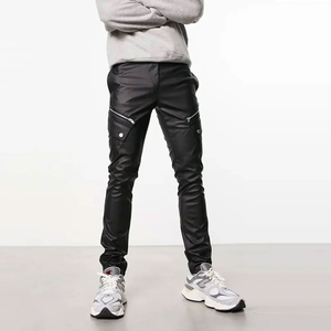 กางเกงหนังผู้ชายทรงปกติแบบสั่งตัด กระเป๋าแบบใหม่ ผ้าไม่ทอ ติดกระดุม ระบายอากาศได้ กันน้ำ - Product Image 2