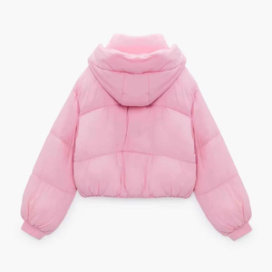 2025 colección caliente nuevo diseño Casual mujer Puffer chaqueta de invierno 100% poliéster acolchado Crop algodón relleno bordado - Product Image 2